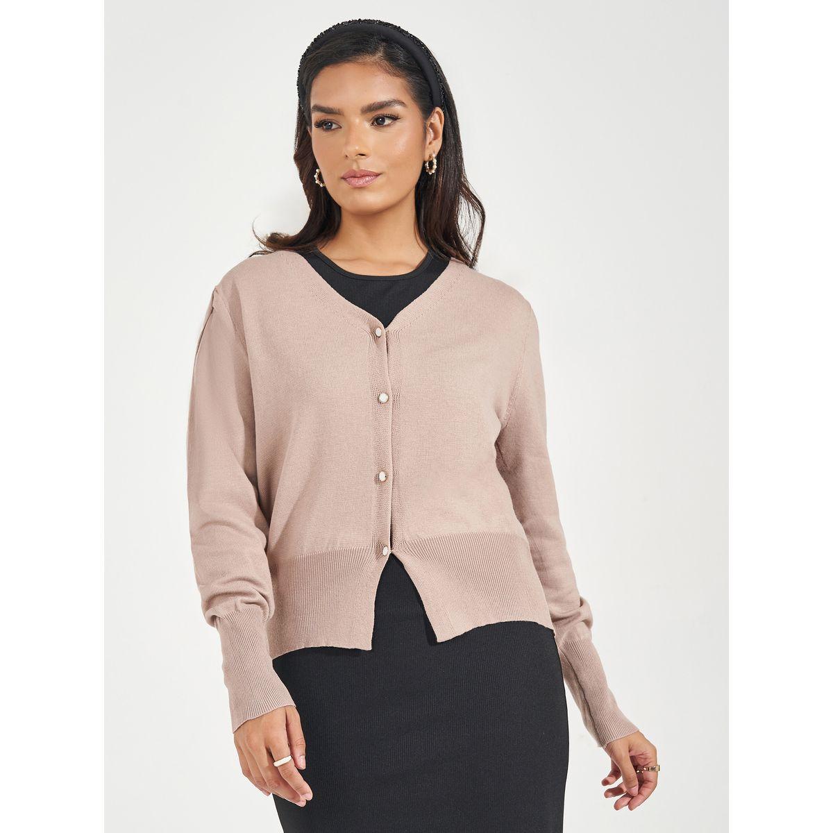 Styli Regular Fit Buttoned Cardigan with Volume Sleeves-women-winterwear-cardigansandjumpers-cardigans-image-3