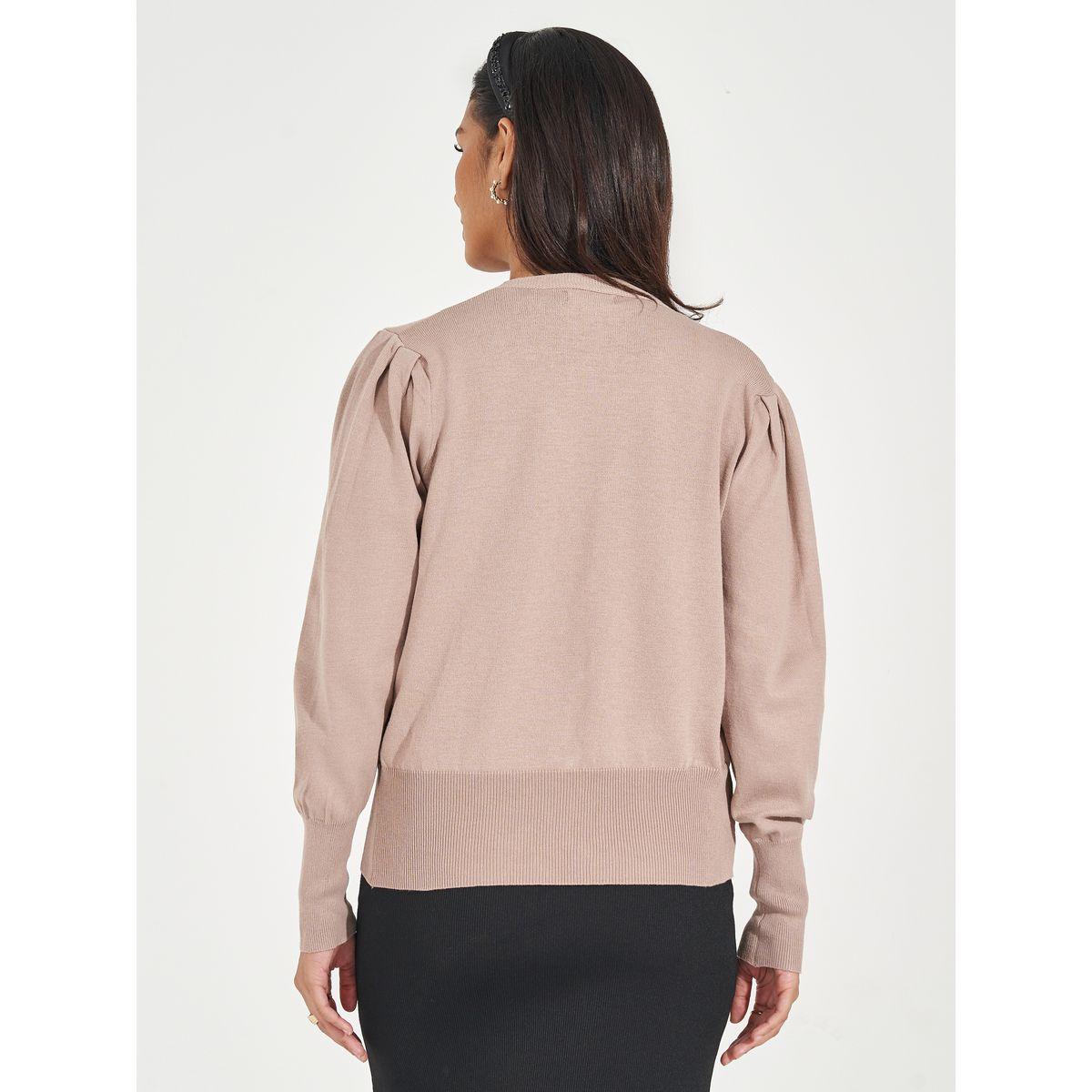 Styli Regular Fit Buttoned Cardigan with Volume Sleeves-women-winterwear-cardigansandjumpers-cardigans-image-5