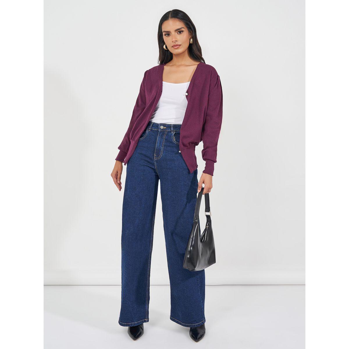 Styli Regular Fit Buttoned Cardigan with Volume Sleeves-women-winterwear-cardigansandjumpers-cardigans-image-2