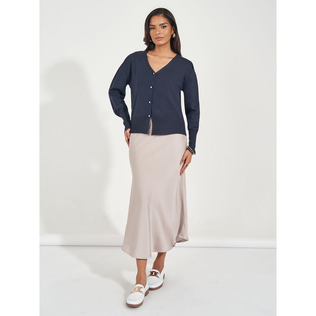 Styli Regular Fit Buttoned Cardigan with Volume Sleeves-women-winterwear-cardigansandjumpers-cardigans-image-4