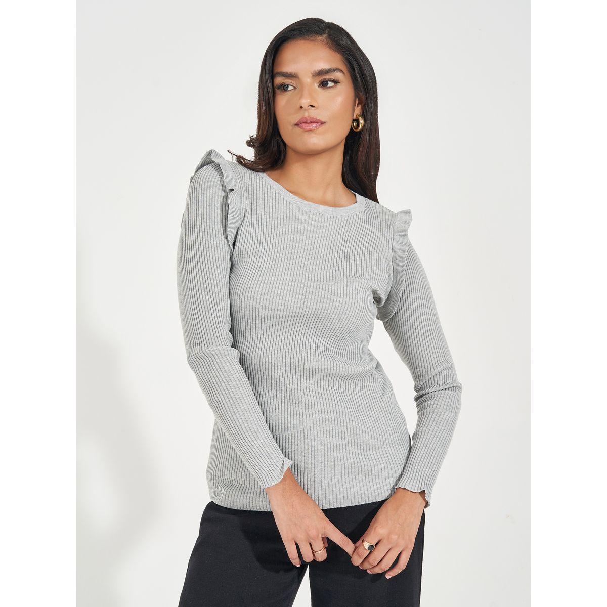 سويتر مُجسم بتفاصيل محبوكة وكشكش-women-clothing-cardigansandjumpers-jumpers-image-1