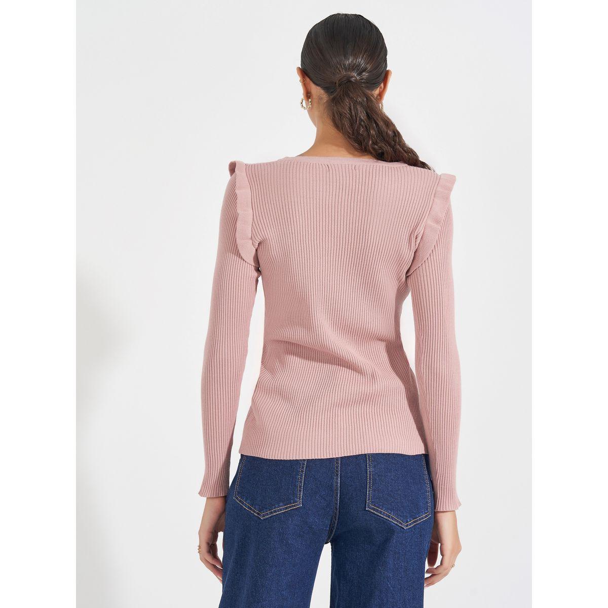 سويتر مُجسم بقصة عادية وتفاصيل كشكش-women-clothing-cardigansandjumpers-jumpers-image-4