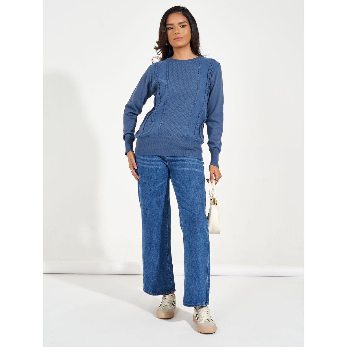 سويتر محبوك بقصة عادية وأكمام قصيرة-women-clothing-cardigansandjumpers-jumpers-image-2