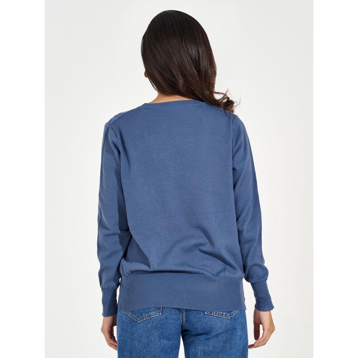 سويتر محبوك بقصة عادية وأكمام قصيرة-women-clothing-cardigansandjumpers-jumpers-image-4