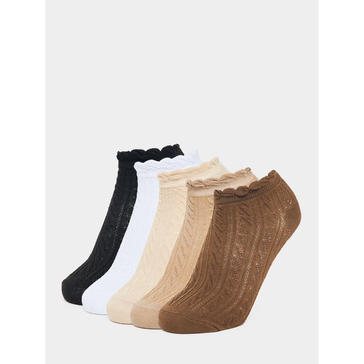 مجموعة من 5 جوارب محبوكة بتفاصيل بارزة الملمس-women-socksandstockings-image-1