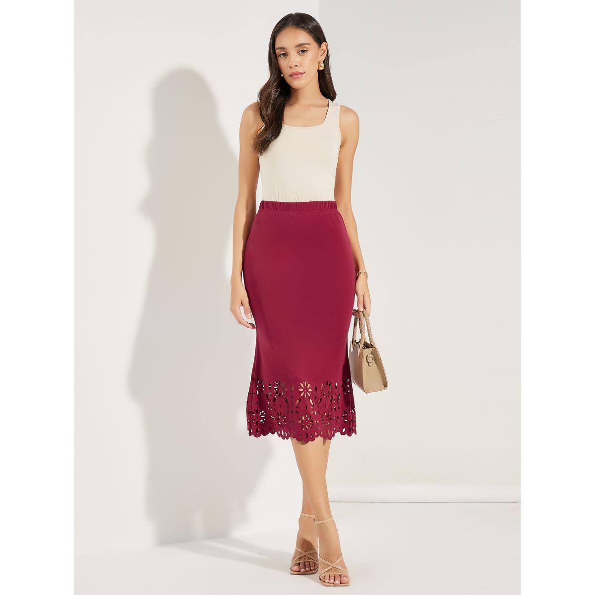 Styli Fit & Flare Skirt with Cutwork Hem-women-clothing-bottoms-skirts-image-1