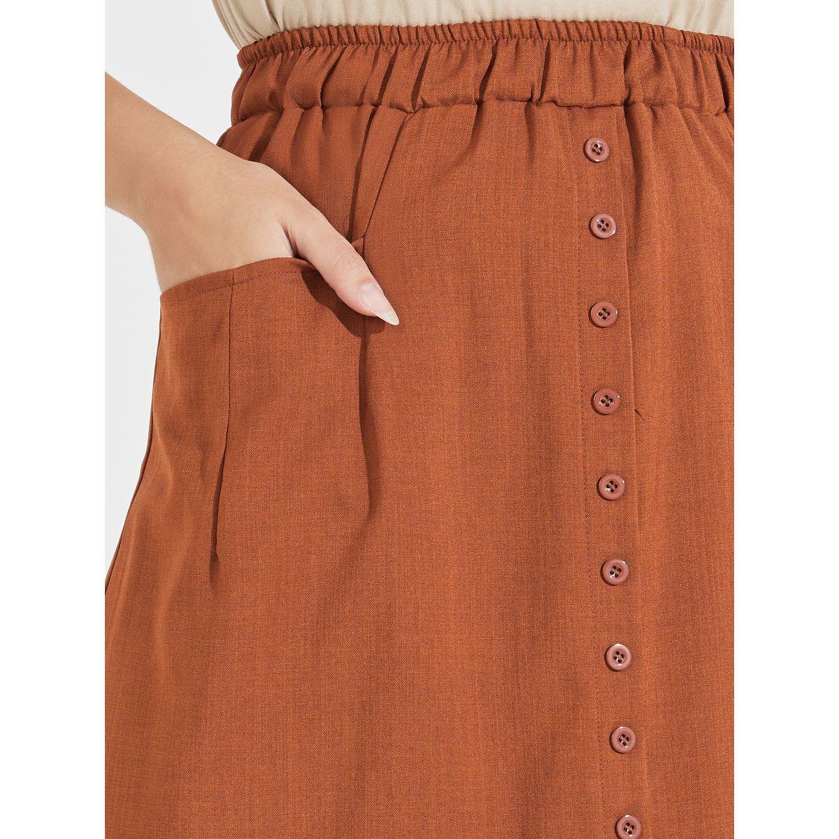 Styli Linen Look Elastic Waistband Midi Skirt-women-clothing-bottoms-skirts-image-3