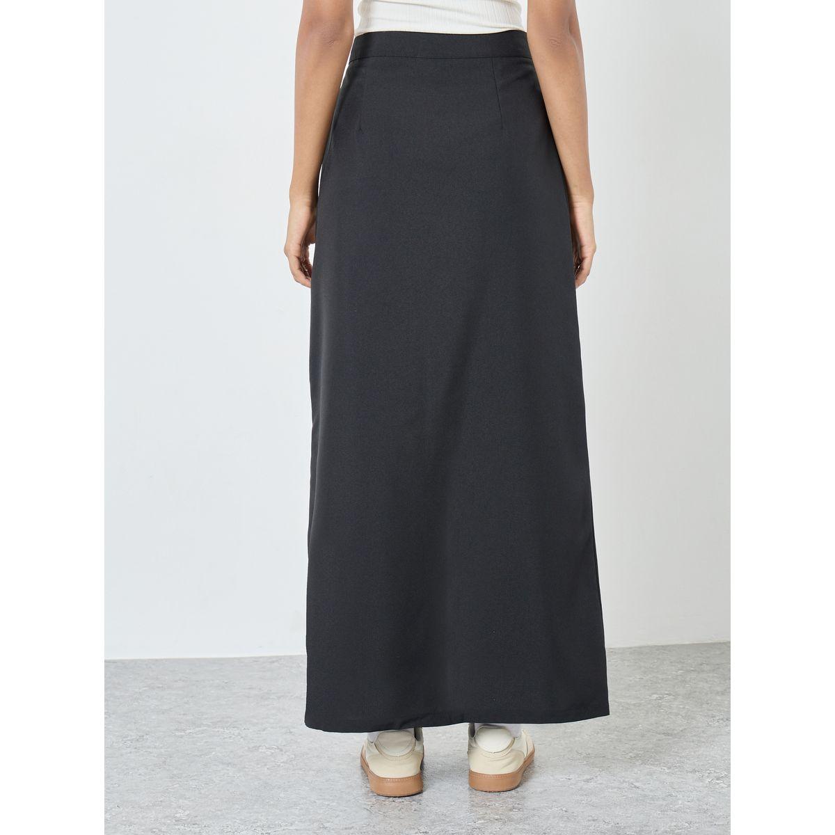 تنورة طويلة سادة بشق امامي وجيوب-women-clothing-bottoms-skirts-image-4