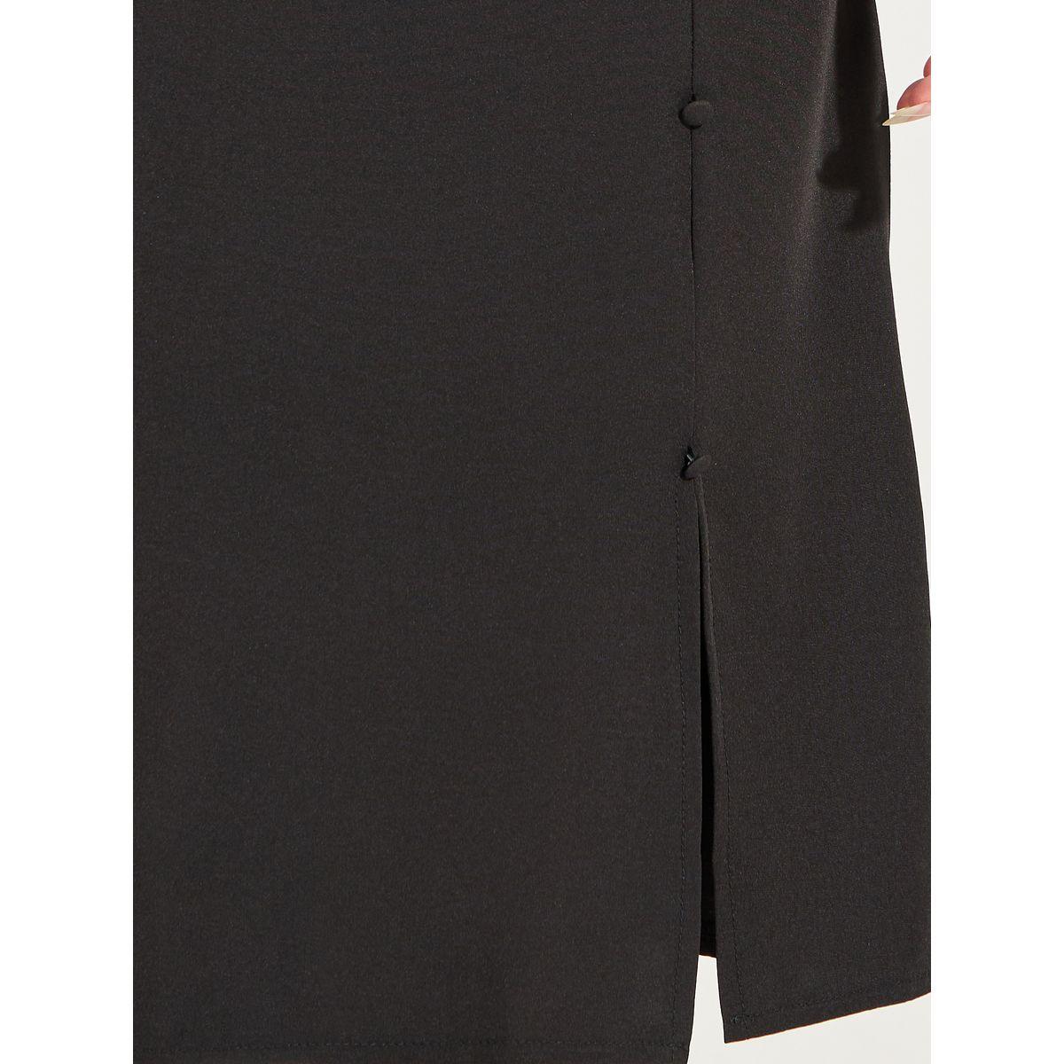 Styli Solid Side Seam Slit Midi Skirt with Buttons-women-clothing-bottoms-skirts-image-3