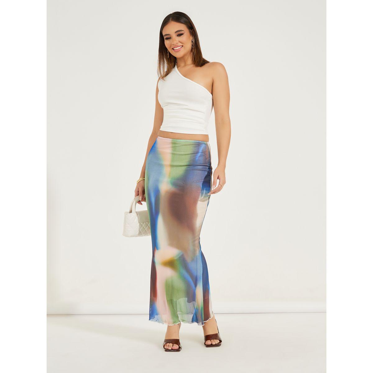 Styli Marble Print Mesh Maxi Skirt-women-clothing-bottoms-skirts-image-1