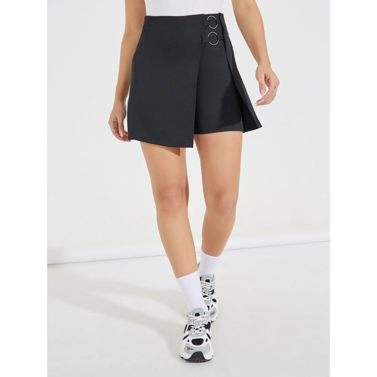 Styli Solid Wrap Skort with O-Ring Detail-women-clothing-bottoms-skirts-image-2