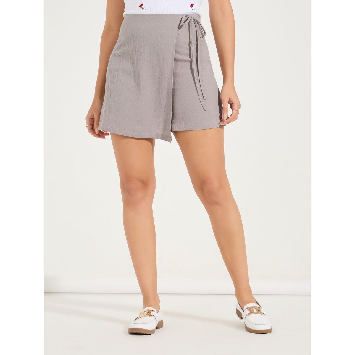سكورت سادة بنمط لف مع اربطة جانبية-women-clothing-bottoms-skirts-image-2