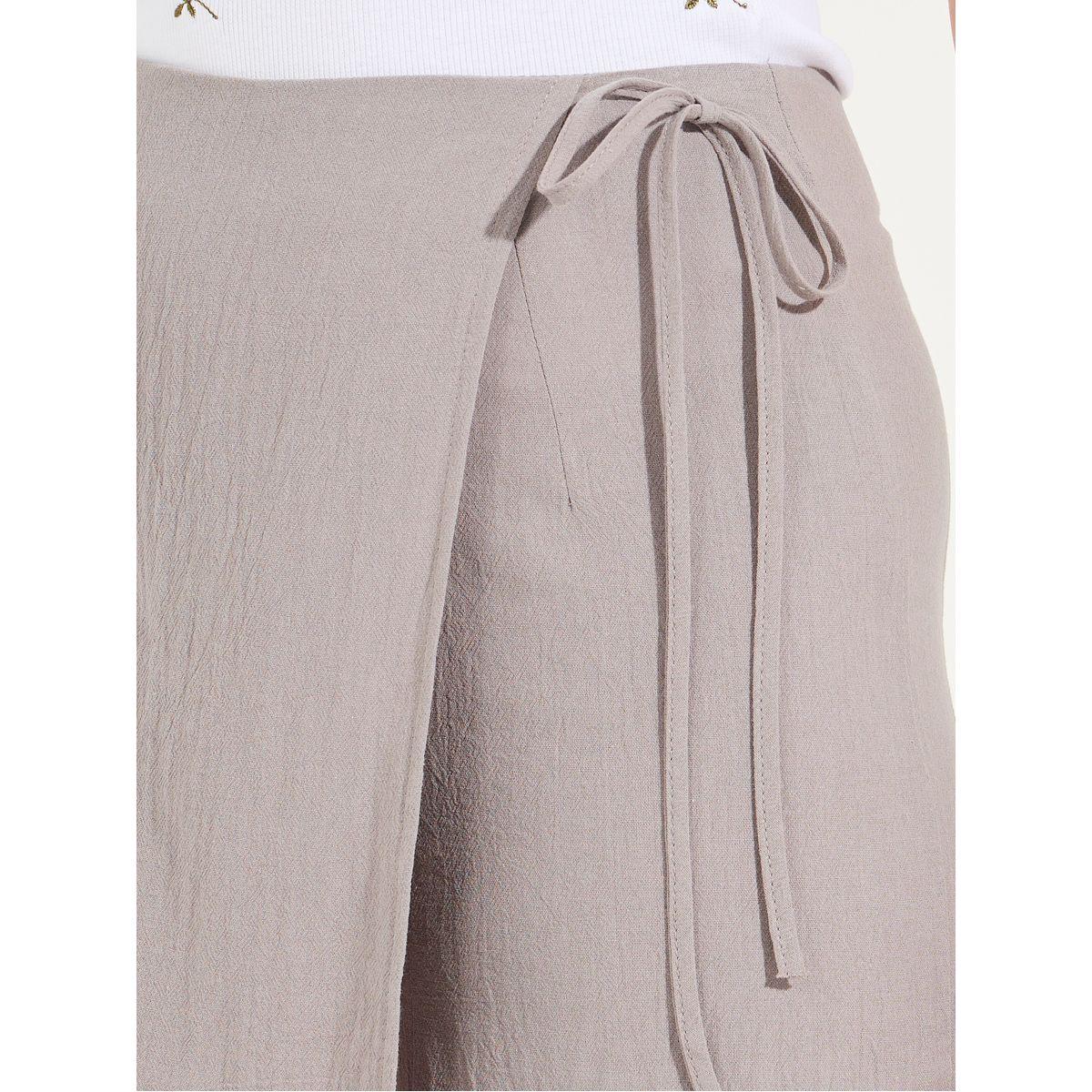 Styli Solid Wrap Front Skort with Side Tie Up Detail-women-clothing-bottoms-skirts-image-3