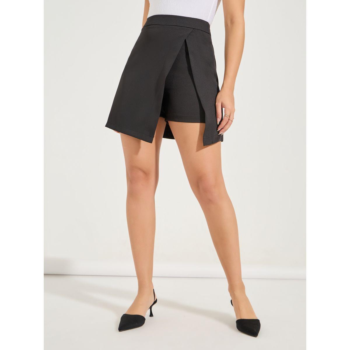 Styli Solid Mock Wrap Skort-women-clothing-bottoms-skirts-image-2