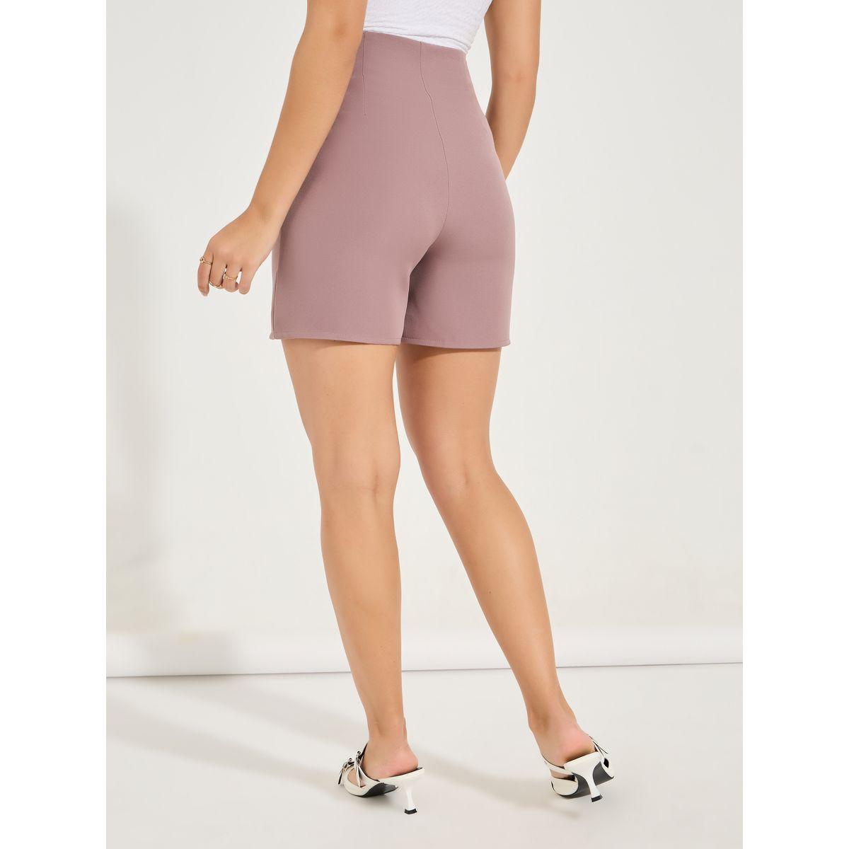 Styli Solid Button Detail Shorts-women-clothing-bottoms-shorts-image-4