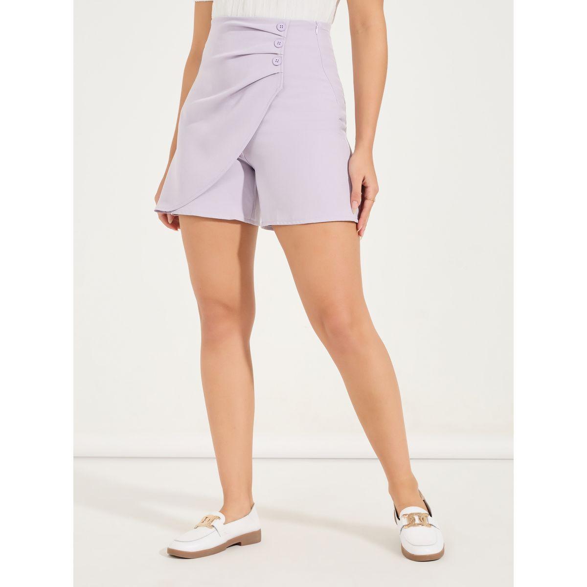 Styli Solid Button Detail Shorts-women-clothing-bottoms-shorts-image-2