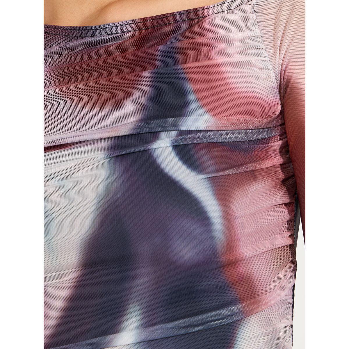 Styli Mesh Tie Dye Print Asymmetric Neck T-Shirt-women-clothing-tshirts-image-3