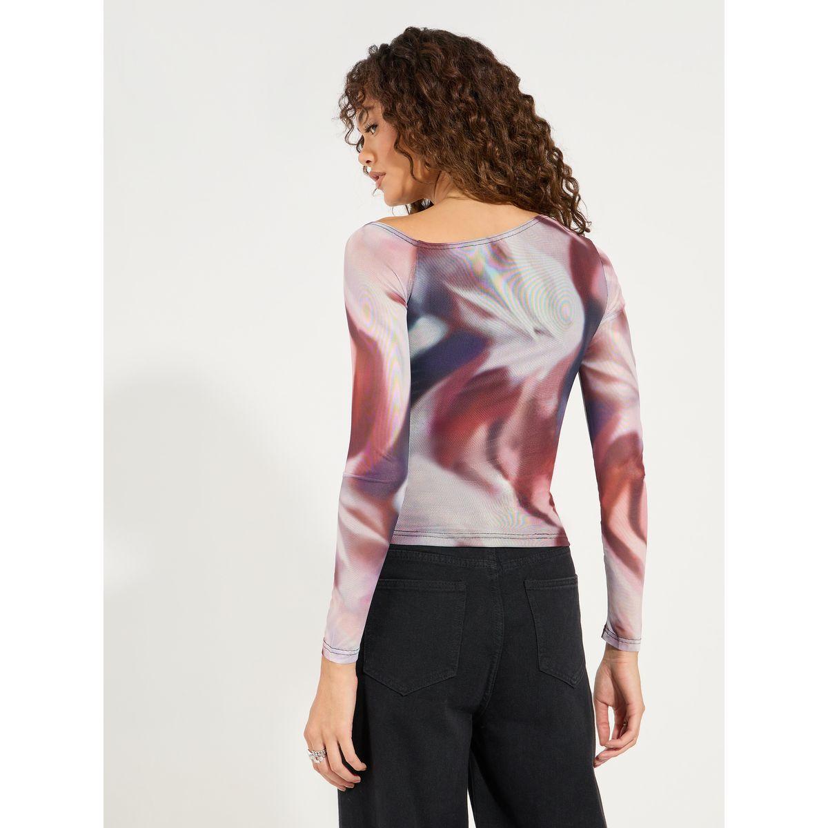 تيشيرت بياقة غير متماثلة الطول-women-clothing-tshirts-image-4