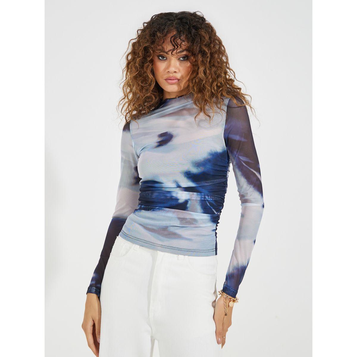 Styli Fitted Tie Dye Print Mesh T-Shirt-women-clothing-tshirts-image-1