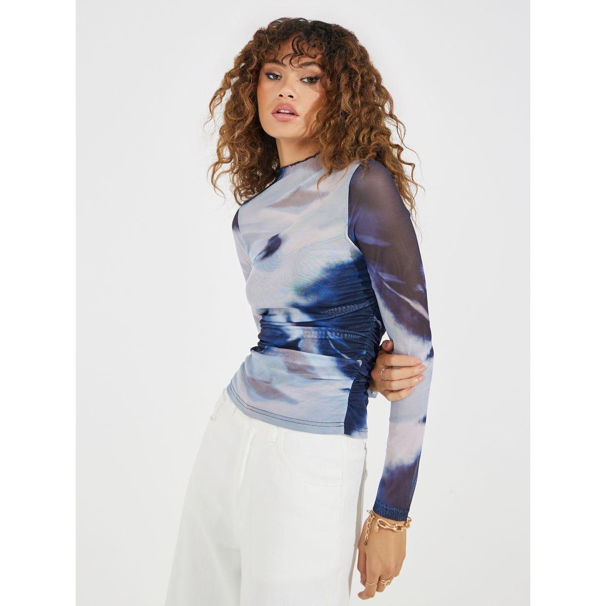 Styli Fitted Tie Dye Print Mesh T-Shirt-women-clothing-tshirts-image-3
