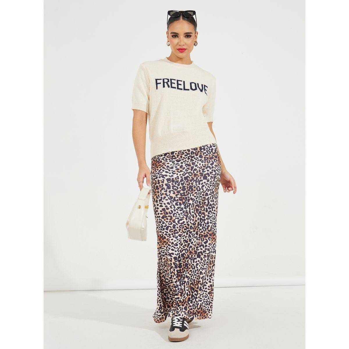 Styli Regular Fit Freelove Slogan Knit T-Shirt-women-clothing-tshirts-image-2