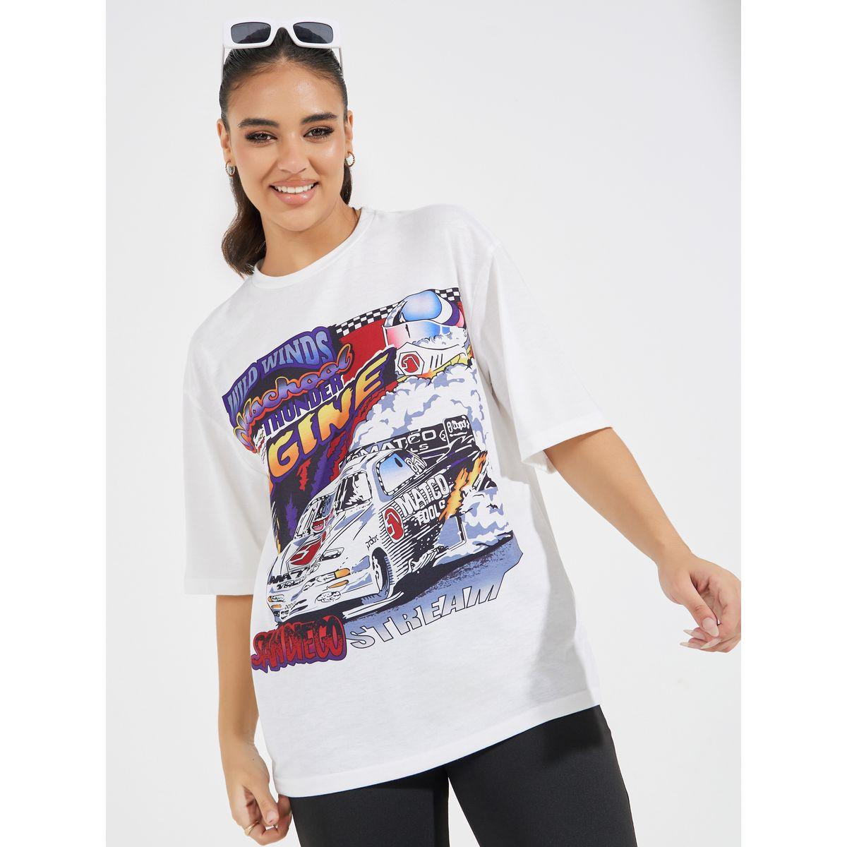 Styli Oversized Graphic T-Shirt with Dropped Shoulder-women-clothing-tshirts-image-1