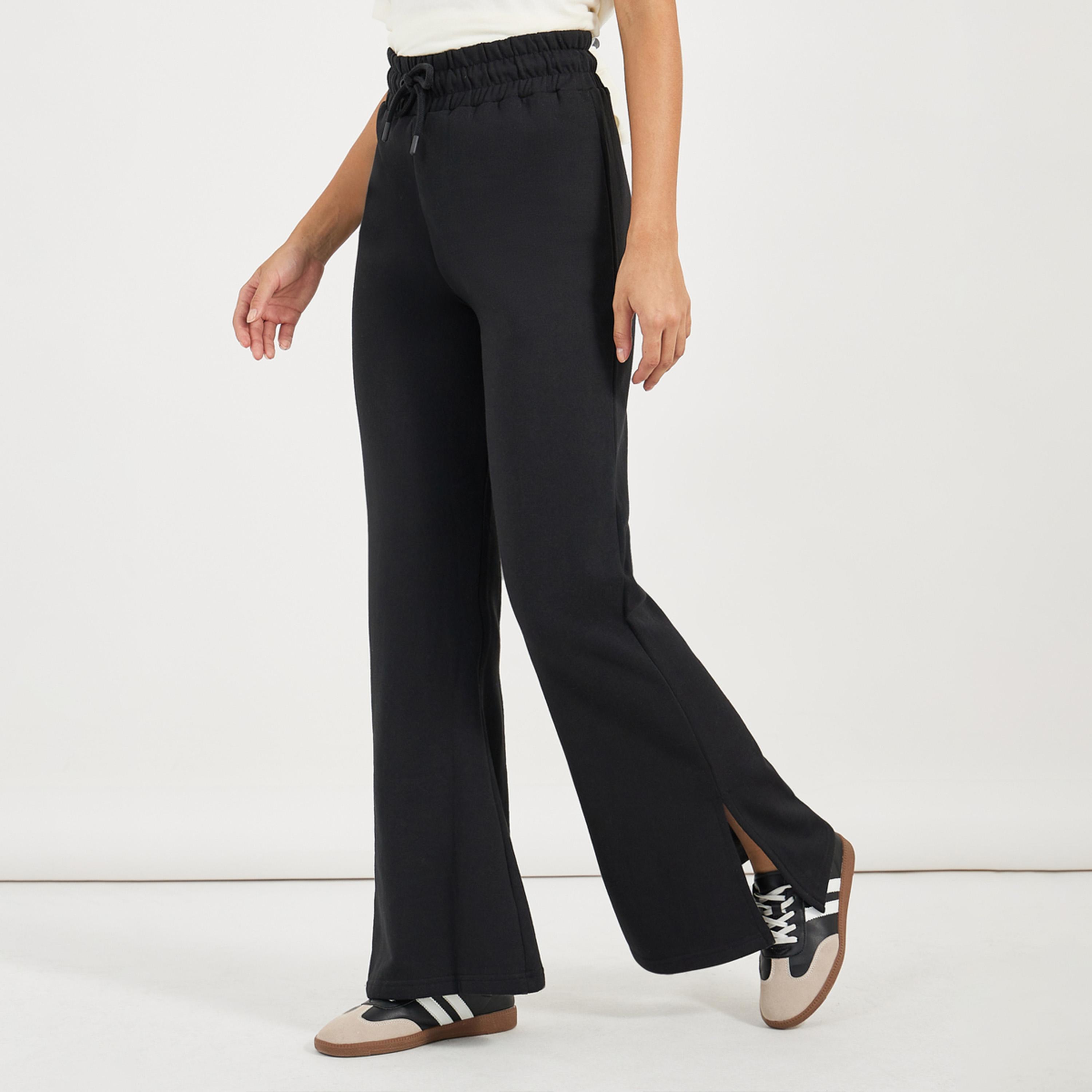 ستايلي - بنطال رياضي سادة برباط خصر واسع وشق جانبي-women-clothing-bottoms-joggers-image-3