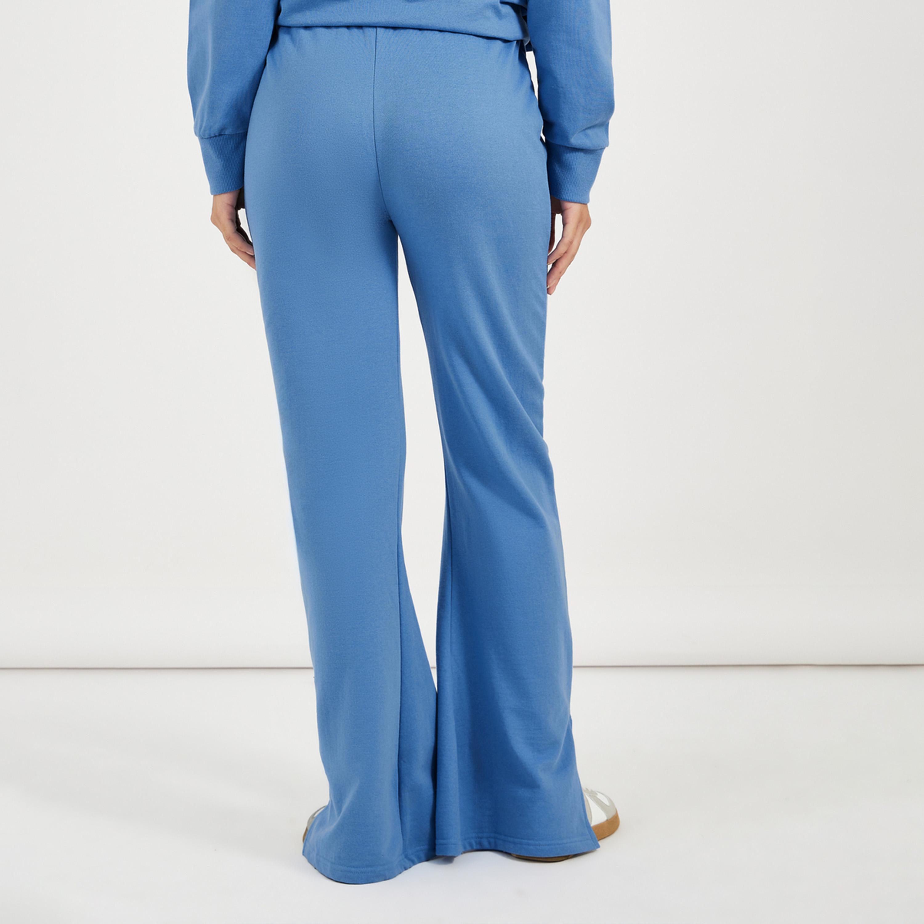 Styli Solid Drawstring Waist Flared Joggers with Side Slit-women-clothing-bottoms-joggers-image-4