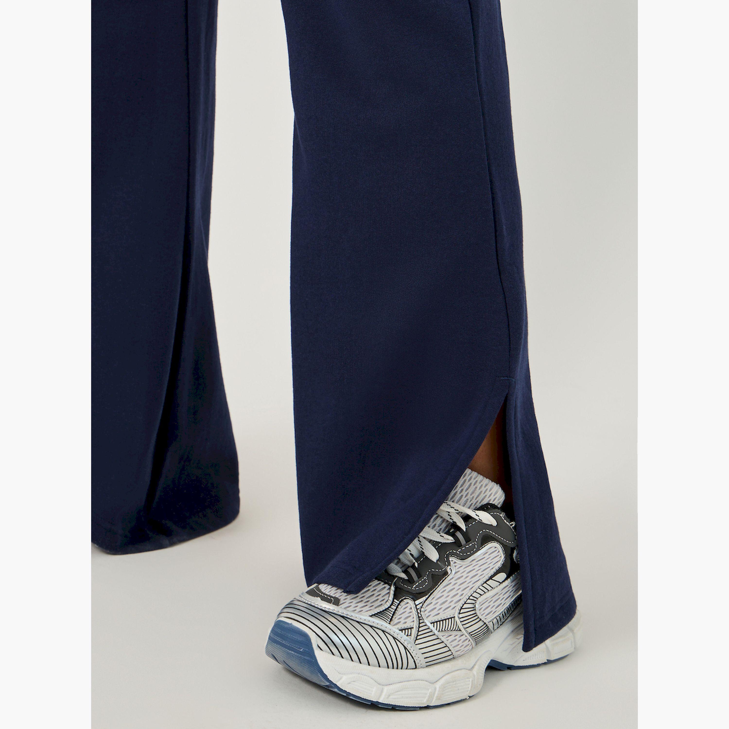 Styli Solid Drawstring Waist Flared Joggers with Side Slit-women-clothing-bottoms-joggers-image-5