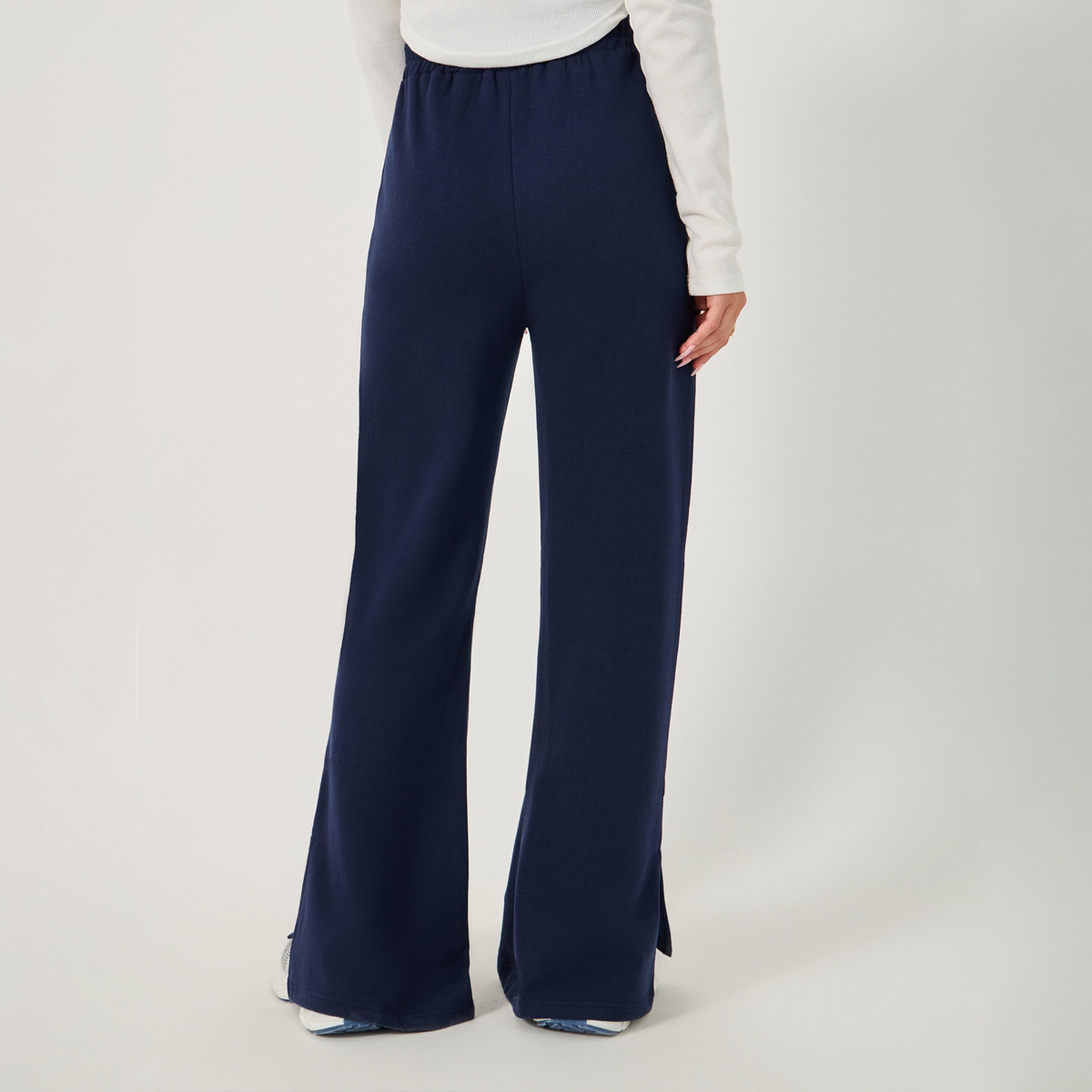 Styli Solid Drawstring Waist Flared Joggers with Side Slit-women-clothing-bottoms-joggers-image-6