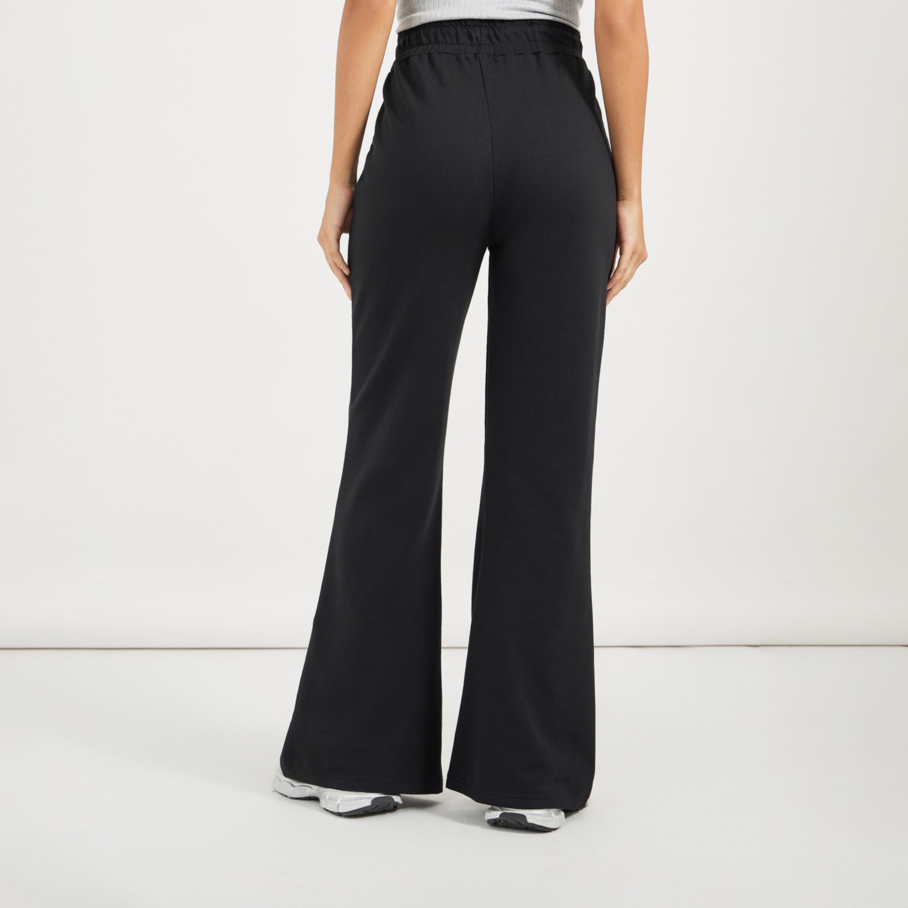 Styli Solid Drawstring Waist Flared Joggers-women-clothing-bottoms-joggers-image-4