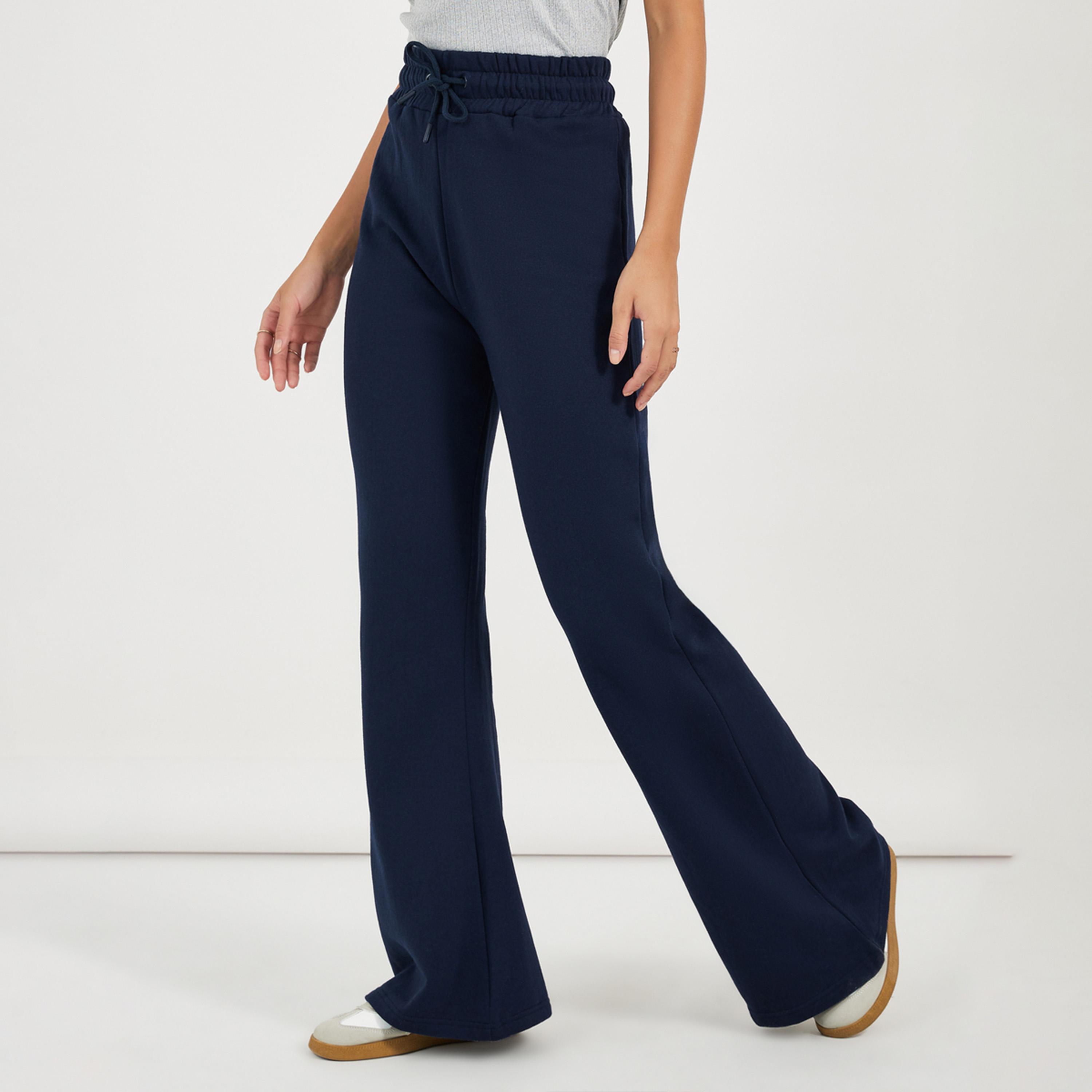 Styli Solid Drawstring Waist Flared Joggers-women-clothing-bottoms-joggers-image-2
