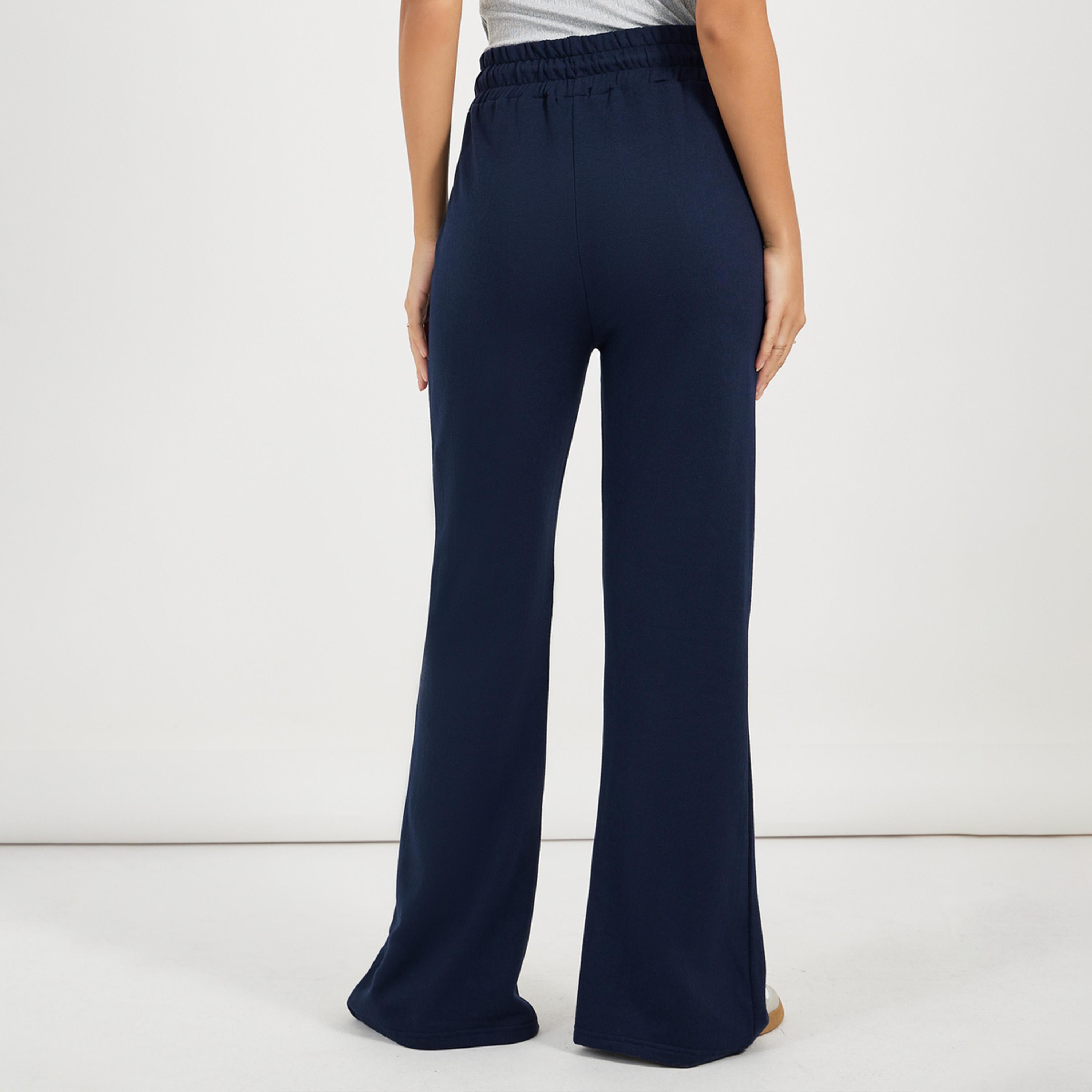 Styli Solid Drawstring Waist Flared Joggers-women-clothing-bottoms-joggers-image-4