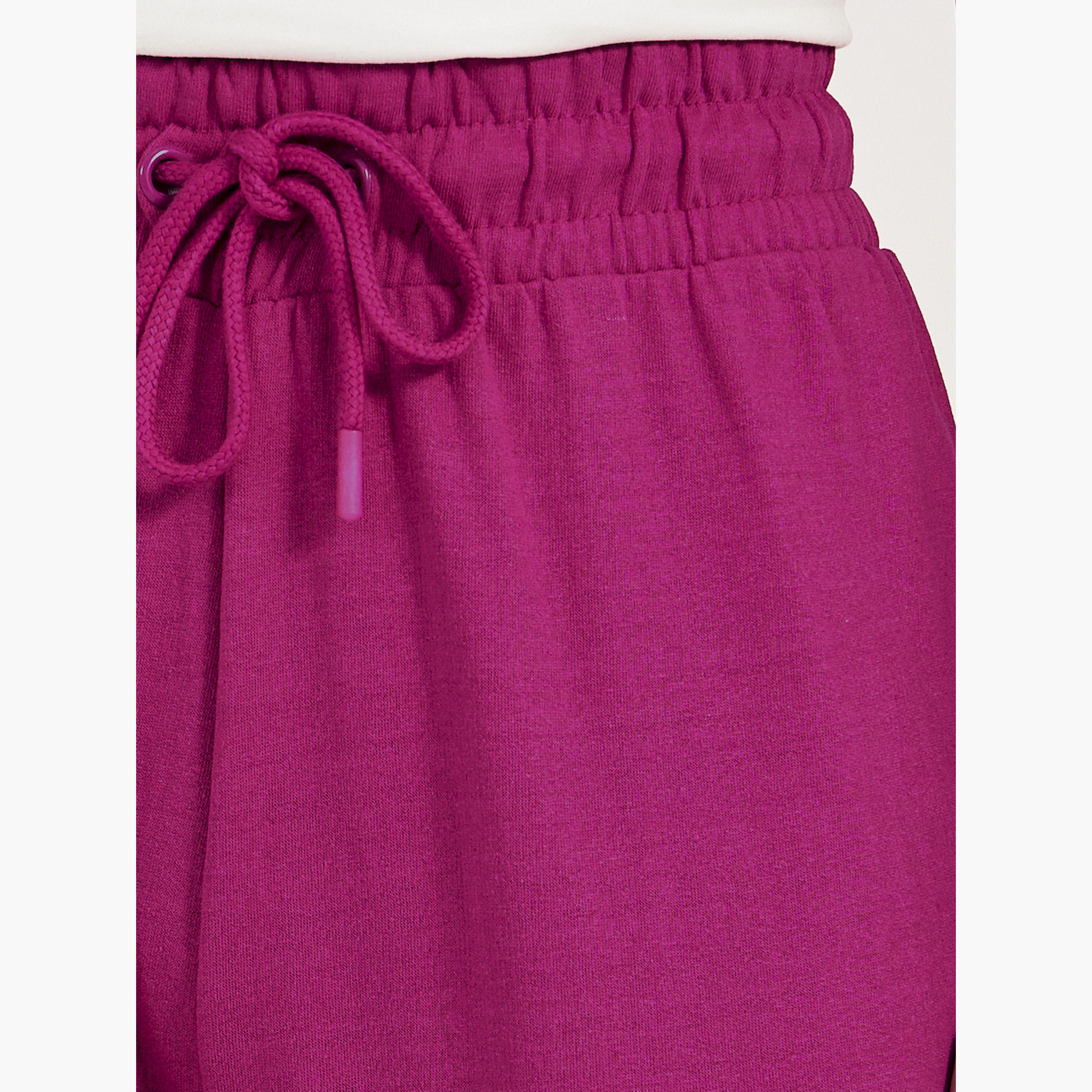 Styli Solid Drawstring Waist Flared Joggers-women-clothing-bottoms-joggers-image-3