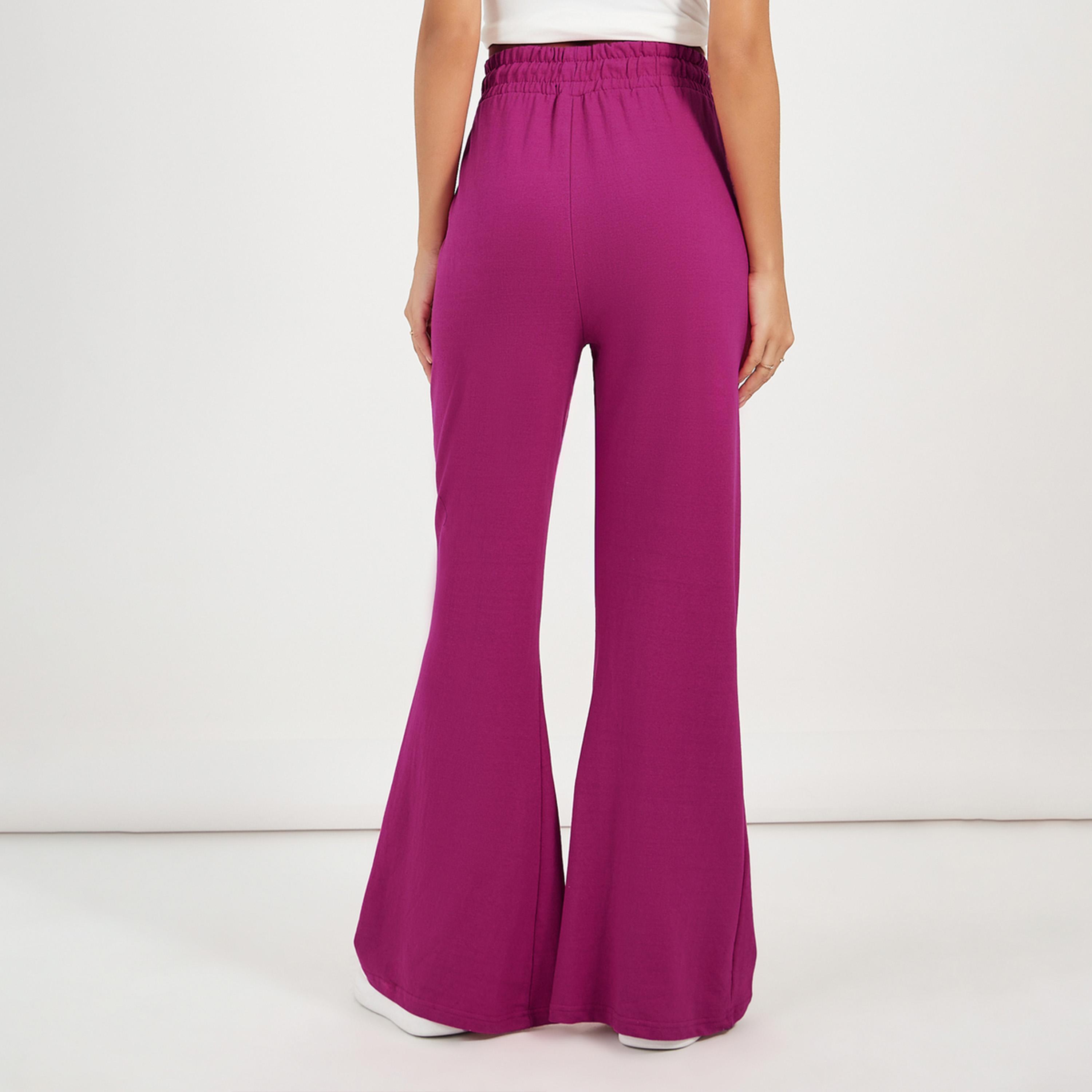 Styli Solid Drawstring Waist Flared Joggers-women-clothing-bottoms-joggers-image-4