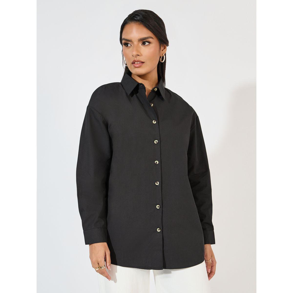 بلوزة فضفاضة بطبعة كتابة على الظهر-women-clothing-shirtsandblouses-shirts-image-2