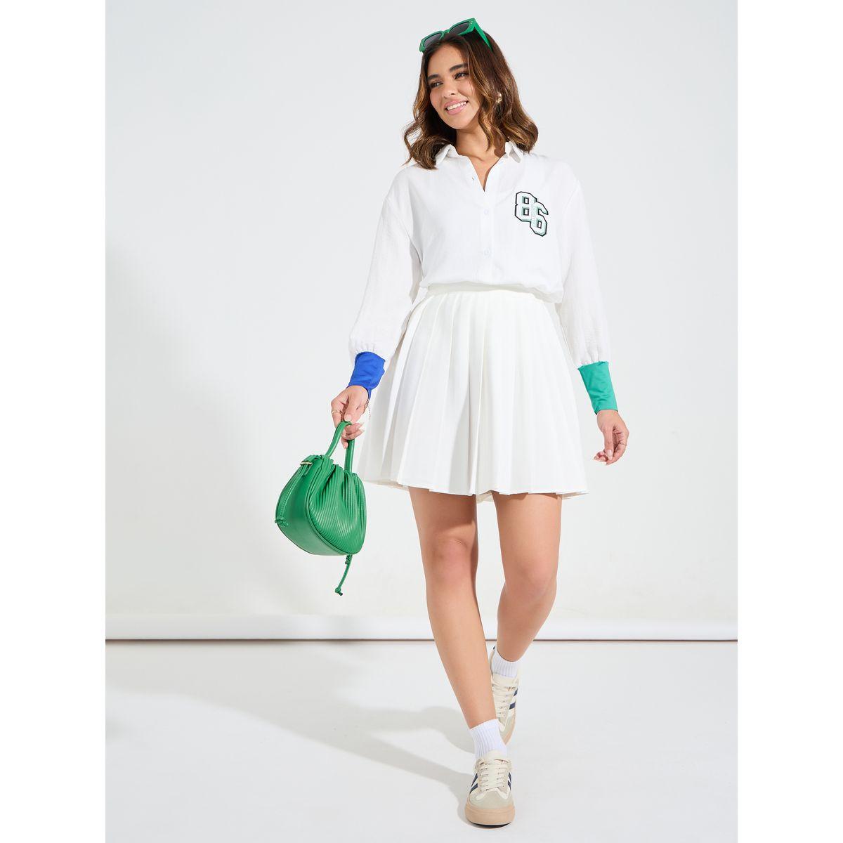 Styli Elevate High Low Hem Printed Shirt with Contrast Cuff-women-clothing-shirtsandblouses-shirts-image-2