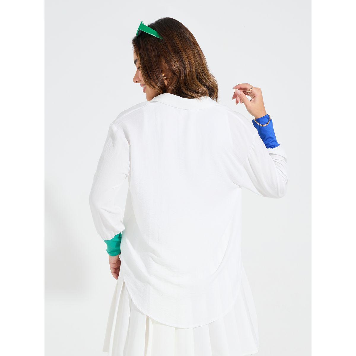 Styli Elevate High Low Hem Printed Shirt with Contrast Cuff-women-clothing-shirtsandblouses-shirts-image-5