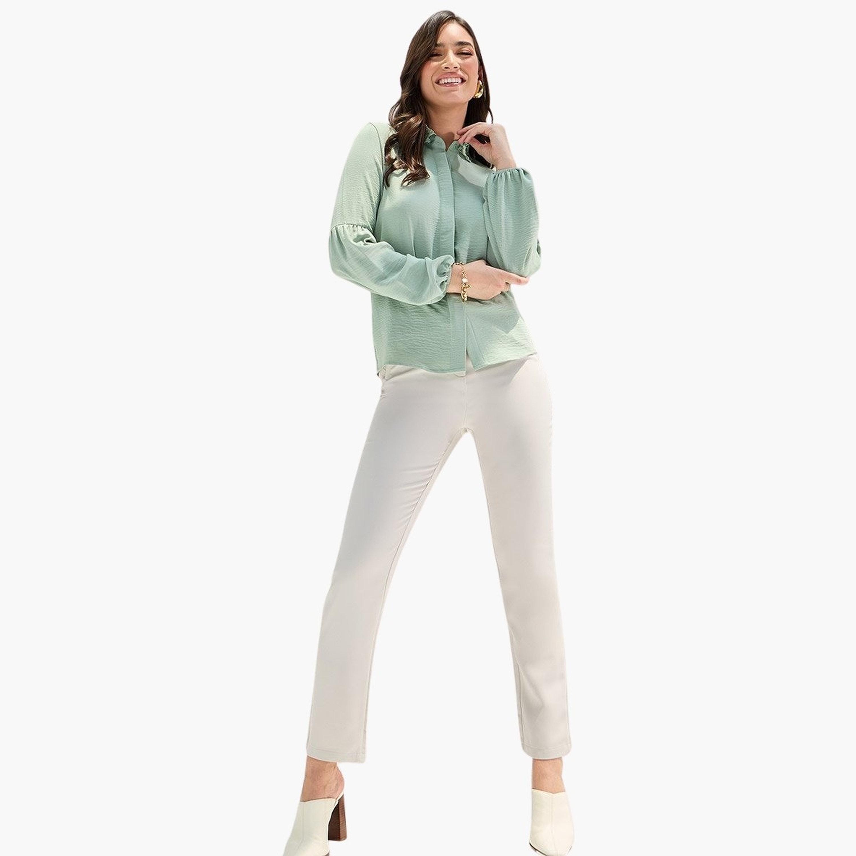 Styli Lace Collar Relaxed Shirt with Concealed Placket-women-clothing-shirtsandblouses-shirts-image-2