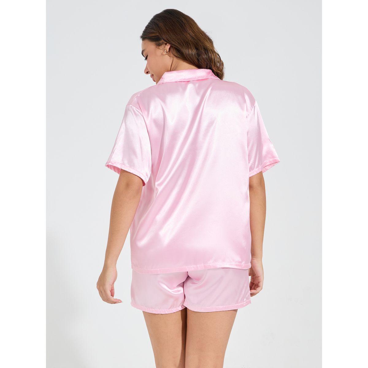 Styli Unwind Solid Satin Tie Front Shirt & Short Set-women-clothing-nightwear-pyjamas-shortsets-image-5
