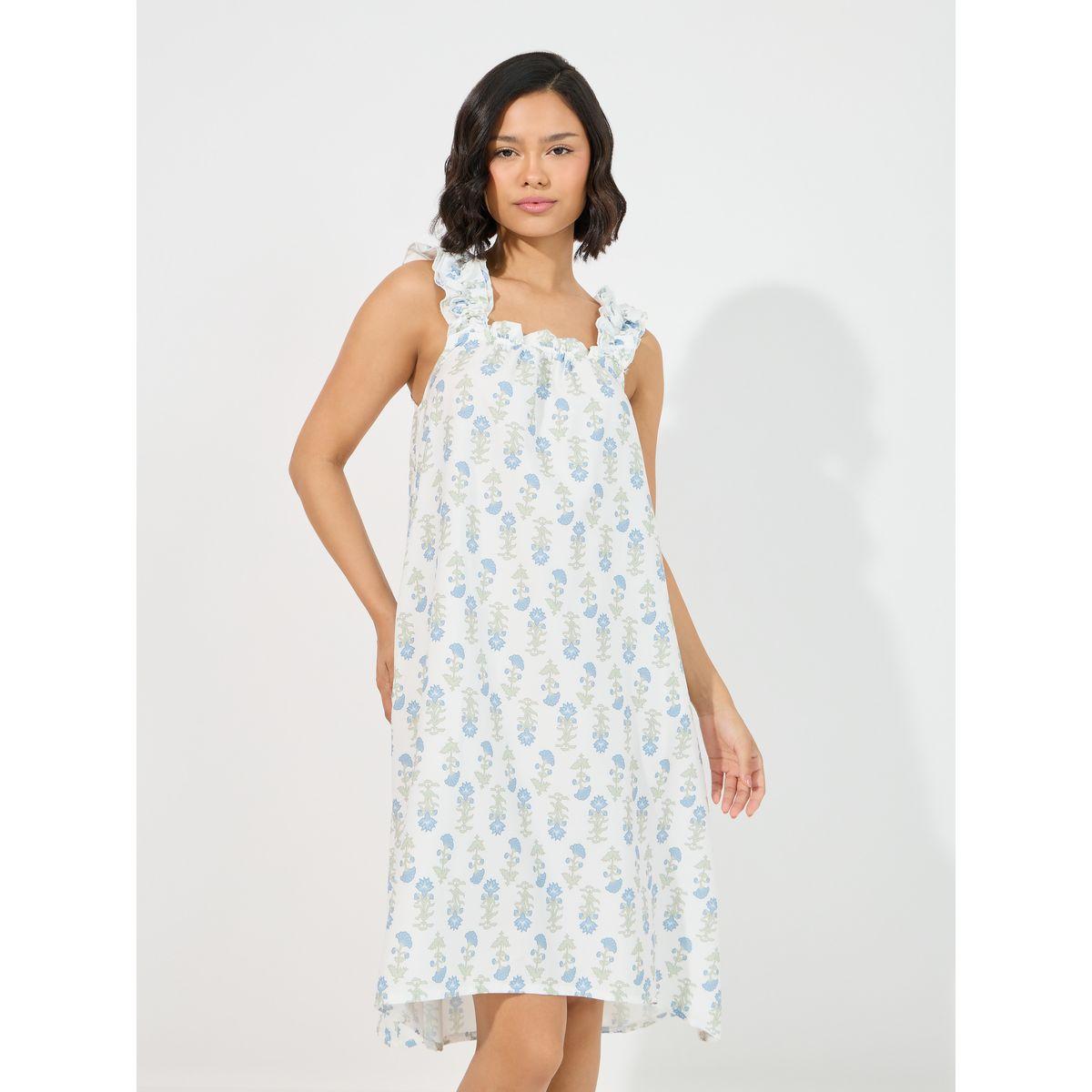 قميص نوم مطبع بزهور مع كشكش-women-clothing-nightwear-nighties-image-2