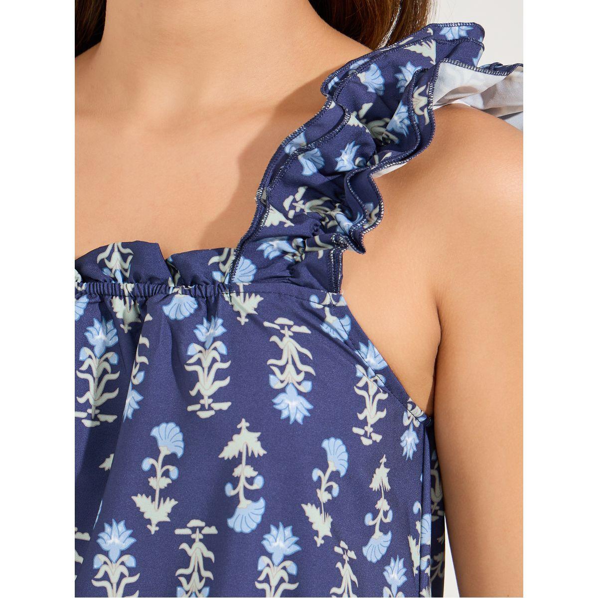 قميص نوم بطول الركبة مطبع بزهور مع حمالات بكشكش-women-clothing-nightwear-nighties-image-3