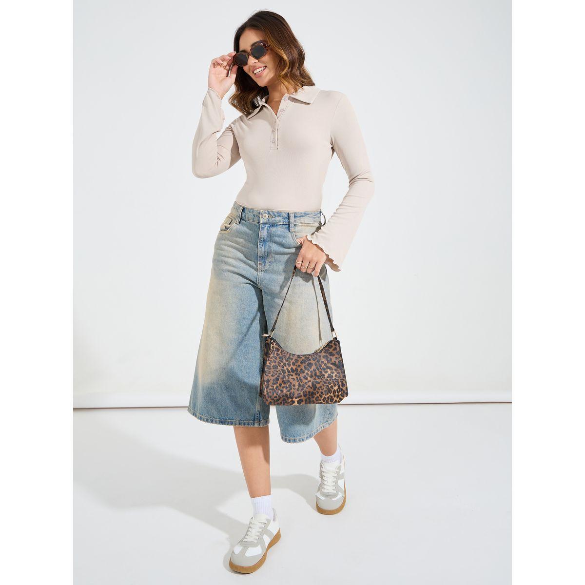 تيشيرت مجسم بياقة بولو مع ازرار-women-clothing-tshirts-image-2