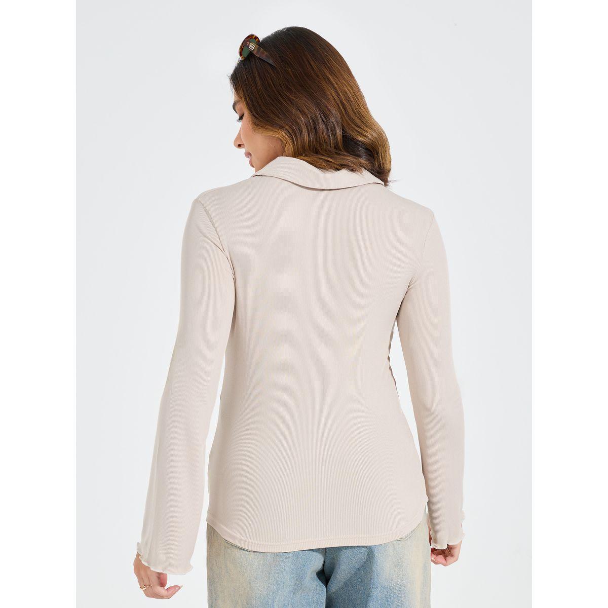 تيشيرت مجسم بياقة بولو مع ازرار-women-clothing-tshirts-image-5