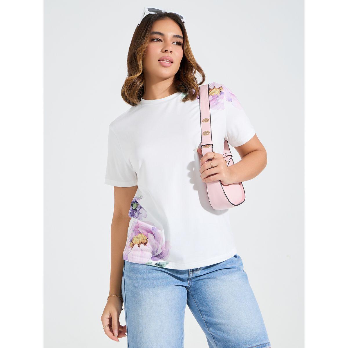 Styli Elevate Regular Fit Floral Placement Print T-Shirt-women-clothing-tshirts-image-1