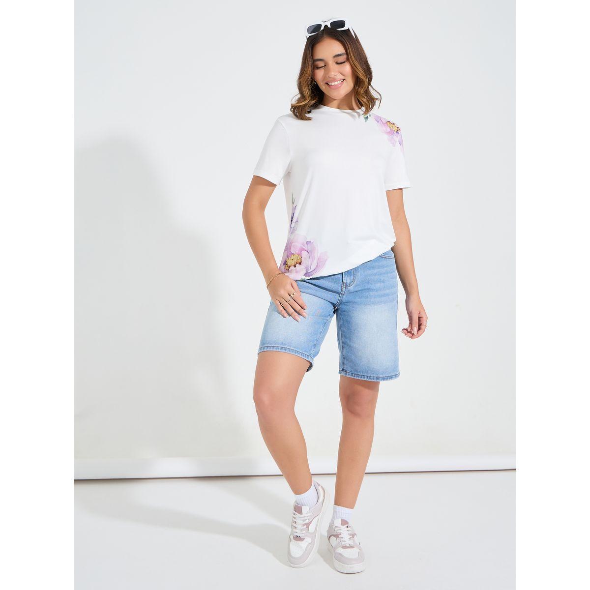 Styli Elevate Regular Fit Floral Placement Print T-Shirt-women-clothing-tshirts-image-2