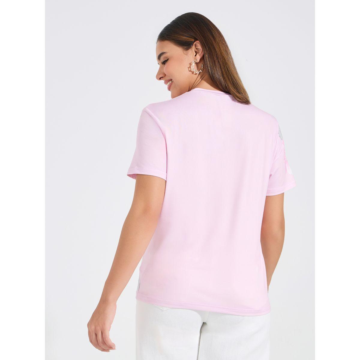 تيشيرت بطبعة زهور بليسمنت وقصة عادية-women-clothing-tshirts-image-4