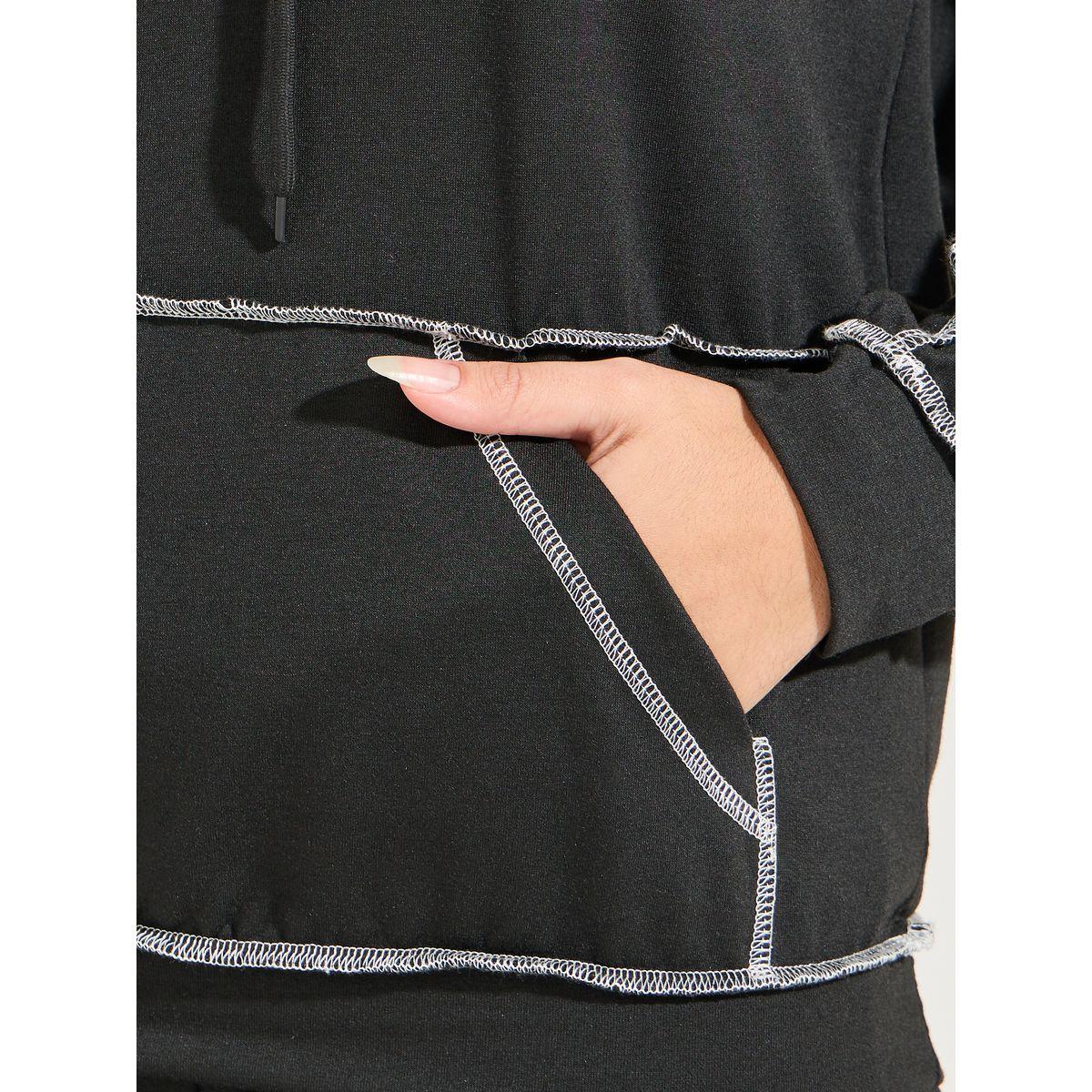 Styli Unwind Contrast Stitch Kangaroo Pocket Hoodie & Jogger Lounge Set-women-clothing-coordsets-image-4