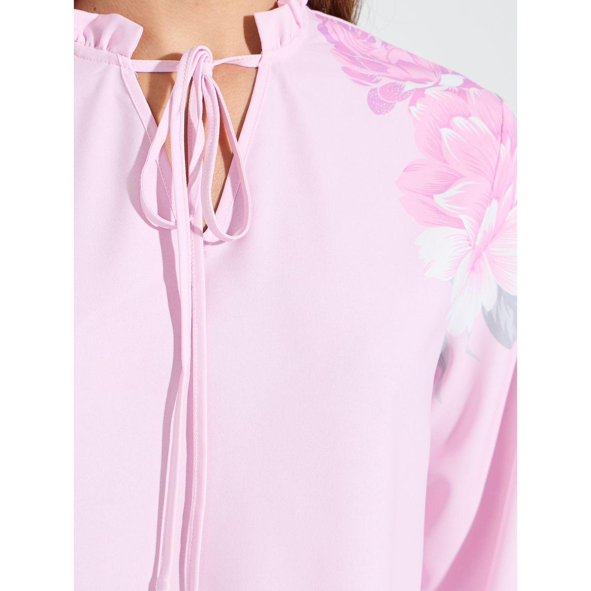 Styli Limited Floral Placement Print Tie-Up Neck Blouse-women-clothing-shirtsandblouses-blouses-image-3