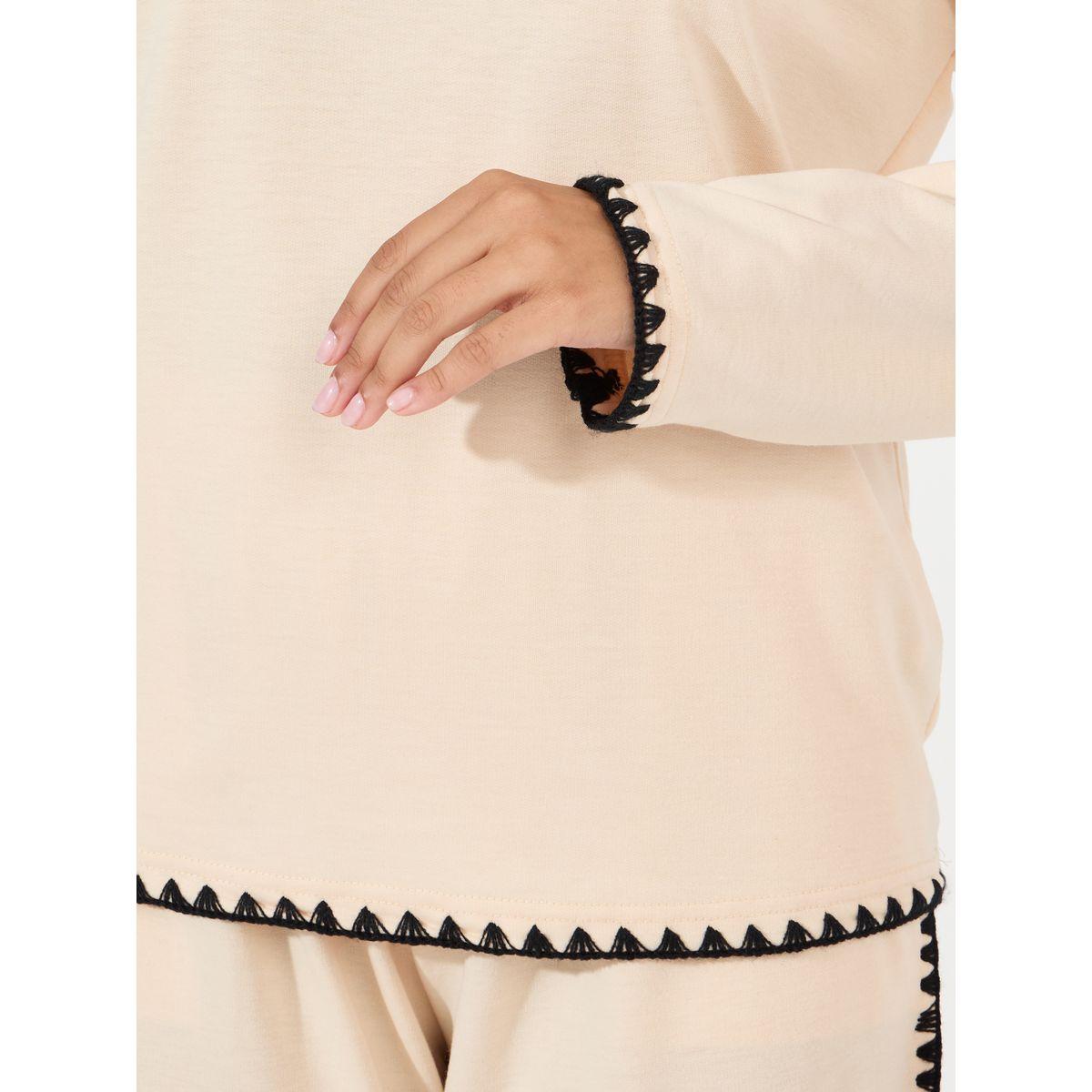 Styli Unwind Contrast Stitch Long Sleeve Top & Wide Leg Lounge Set-women-clothing-coordsets-image-3